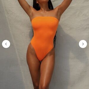 Toast Swim Tube One Piece Swimsuit Orange Cheeky Bodysuit Resort Wear Women’s L